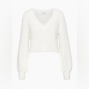 Brand New- Sunday Best White Kitten V Neck Sweater